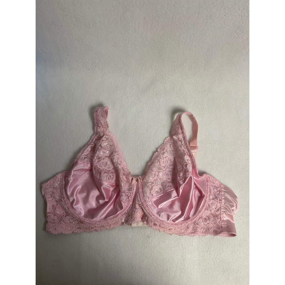 Coquette Balletcore Pink K Women 44C Pink Lace Satin Full Coverage Underwire Bra